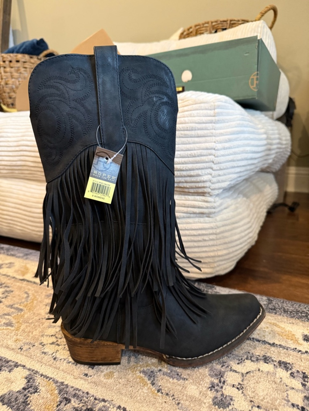 Roper Black Fringe Cowgirl Boots